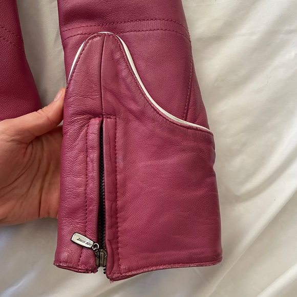 extasy fuschia pink leather moto jacket - Picture 10 of 14